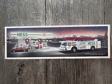 1989 Hess Toy Fire Truck Original Box Dual Sound Siren Real Head Tail Lights