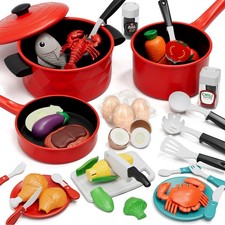 Play Kitchen Accessories, Play Pots and Pans Sets for Kids Kitchen, Play Food...