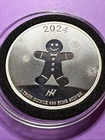 1 oz 2024 Gingerbread Man Happy Holidays Happy New Year .999 Fine Silver
