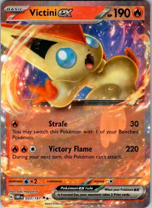Victini ex 033/197 Double Rare Obsidian Flames Pokemon Holo Near Mint