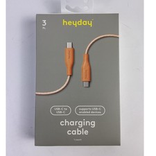 heyday 3ft USB C to USB C Charging Cable Peach Fast Charge