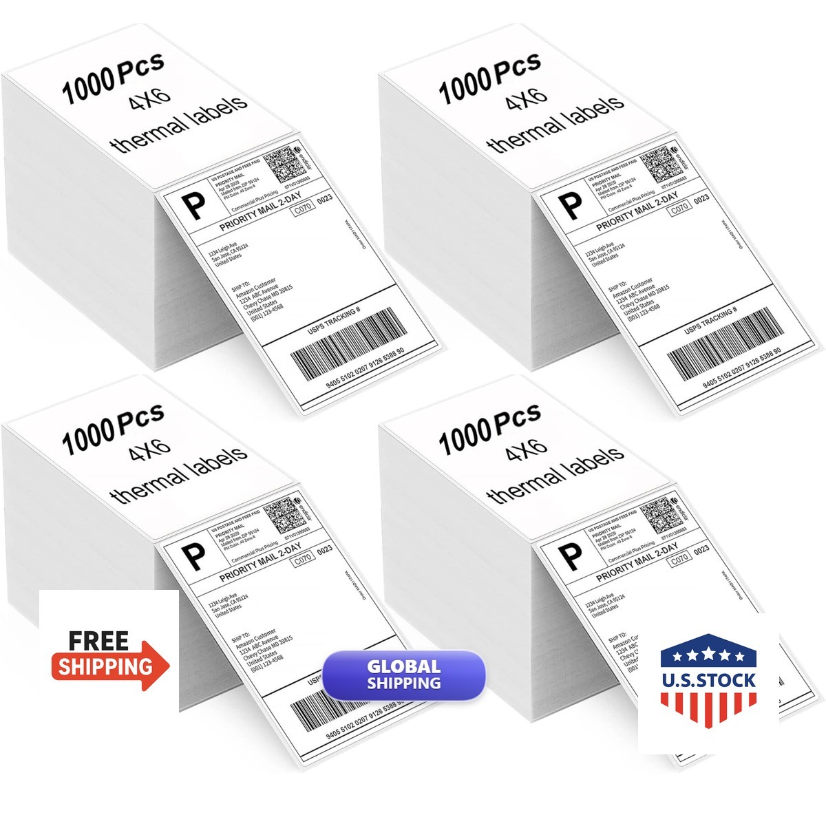 MBLABEL 4"x6" Direct Thermal Fan-Fold Labels 4000 for Rollo MUNBYN iDRPT Polono