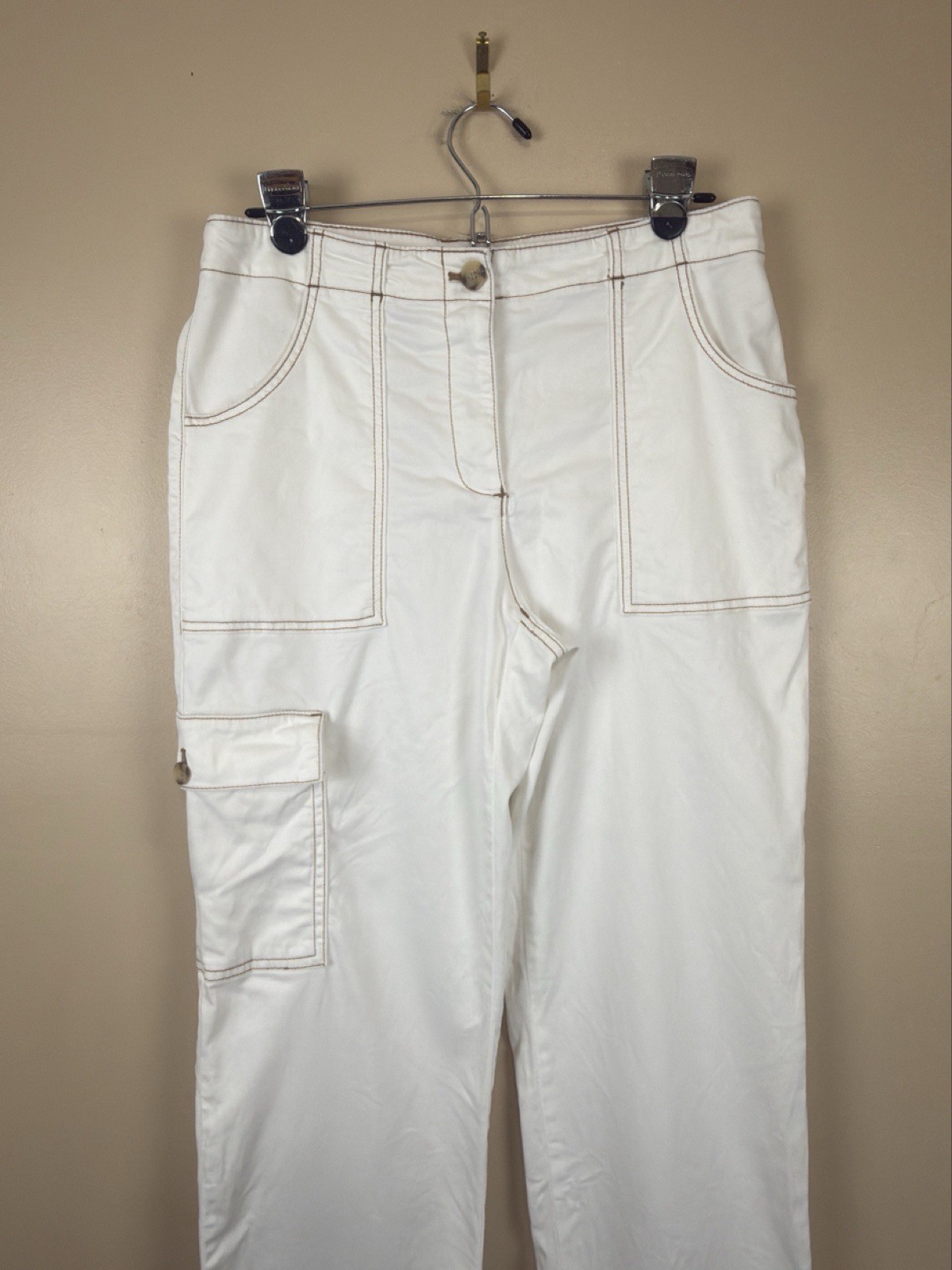 Joie Off-White Straight Leg Cargo Pants Mid Rise Minimalist Utility Style Size 8 thumbnail 2
