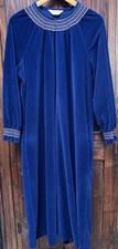 Vanity Fair Deep Navy Blue Velvet Velour House Coat Robe Size Large