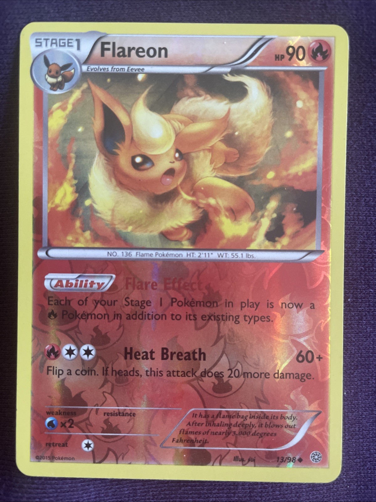 Flareon 13/98 Ancient Origins Reverse Holo Uncommon Pokemon Card LP