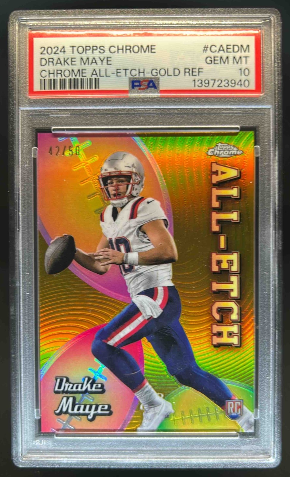 Drake Maye Topps Chrome Chrome All-Etch #CAEDM Gold Refractor