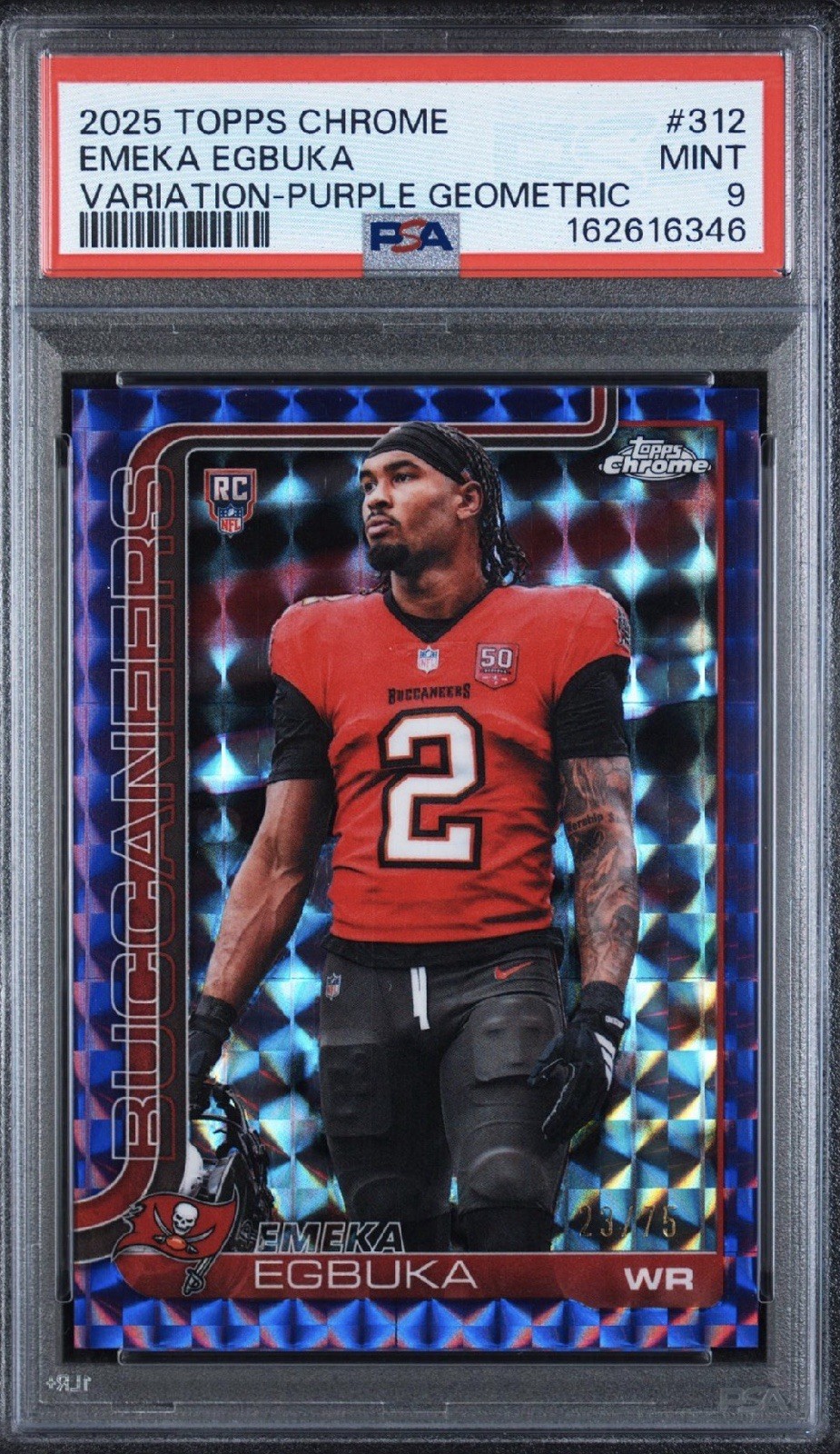2025 Topps Chrome - Rookies Image Variation Emeka Egbuka #312 Purple PSA 9
