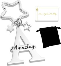 Stainless Steel Initial Letter A-Z Keychain,Personalized Keychain Charms