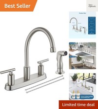 2-Handle Kitchen Faucet with Sprayer 4 Hole, Brushed Nickel