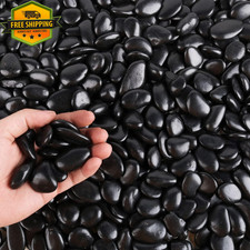 Black Decorative Pebbles Polished River Rocks 3lb for Aquarium Fish Tank Plants