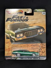 HOT WHEELS PREMIUM '72 FORD GRAN TORINO SPORT IN GREEN FAST & FURIOUS MOTOR CITY