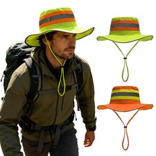 High Visibility Reflective Sun Hat Breathable Neon Mesh Boonie Hat for Men Women