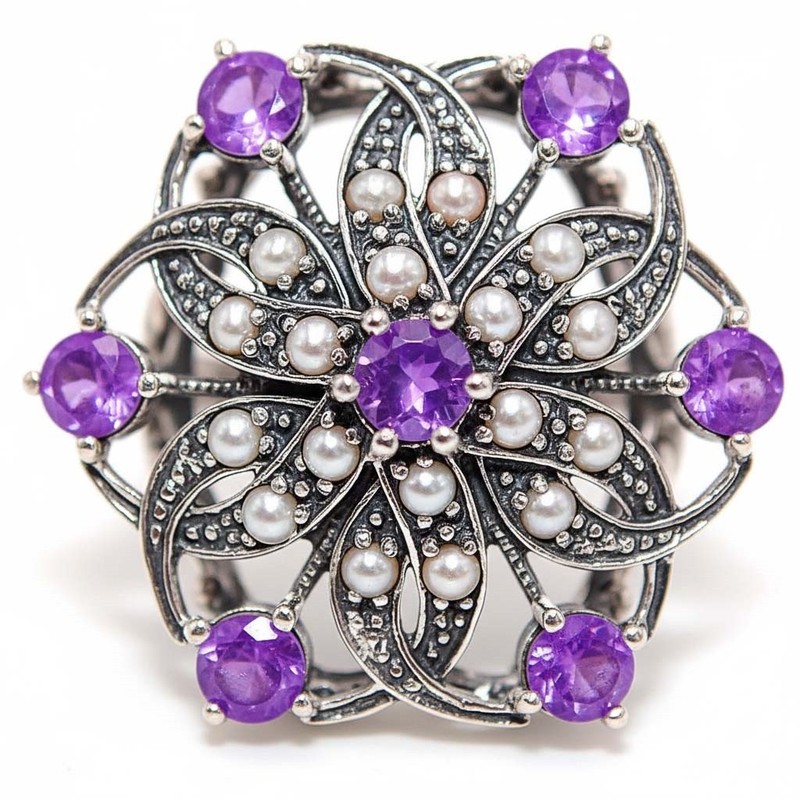 3CT Amethyst 925 Sterling Silver Filigree Ring Jewelry Sz 6 F7-6