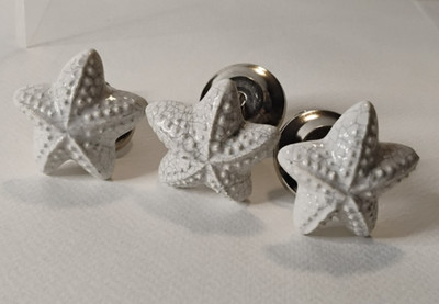 Cabinet Knobs - Ceramic Starfish- Set of 3