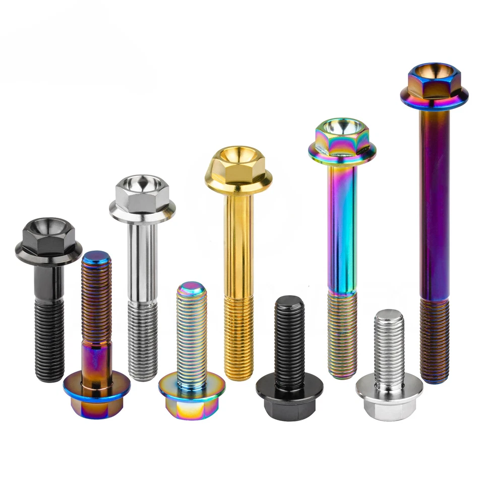 Perno de titanio M10xPitch 1,25 mm DIN6921 brida cabeza hexagonal tornillo longitud 20-100 mm Foto 3 de 4