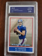 ELI MANNING 2004 ROOKIE CARD TOPPS BAZOOKA COA GEM MINT 10