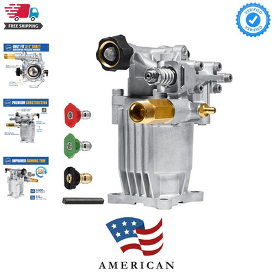#ad #ad 3 4quot; Shaft Horizontal Pressure Washer Pump 2600 3300 PSI @ 2.5 GPM Power W... $104.99