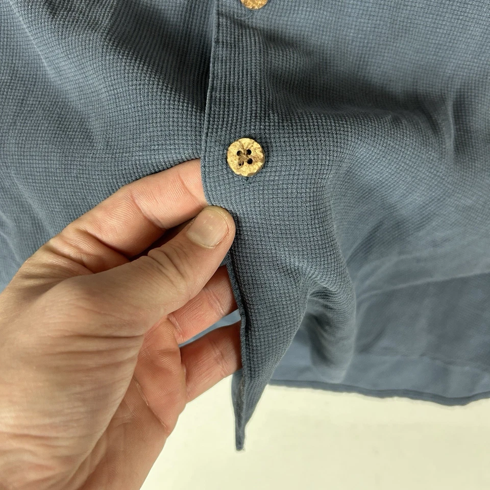 Paradise Collection 100% Silk Long Sleeve Button Up Shirt Men's XL Blue Casual - Image 4 of 4