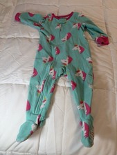 Carter's Footies Baby 12M Unicorn Fleece Footed Pajamas Zip Up Sleepwear