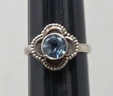 Aquamarine Sterling Silver 925 Ring Sz 5 Rope Design Bezel March Birth RB1-5