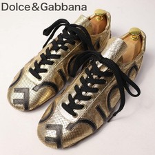 Dolce&Gabbana Hombres 8.0US Zapatos Tenis Color Dorado Y2K Lujo Clásico Elegante ITA