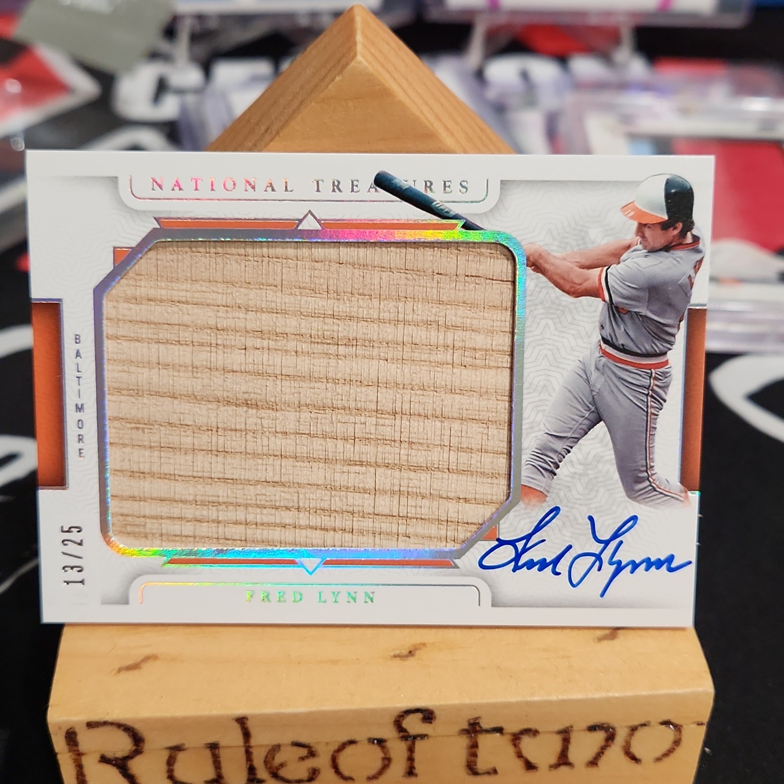 FRED LYNN 2024 NATIONAL TREASURES LEGENDARY LUMBER PATCH AUTO SILVER /25 ORIOLES
