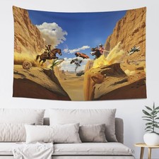 Vintage Cowboy Western Tapestry 60x40in Rusti...