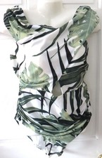NWT Resort Swim by Cacique White/Green X-Front/Back Swimsuit Plus Sz 16-1X