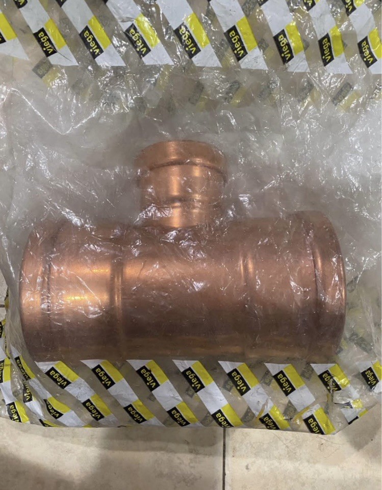 Viega Copper Tee Smart Connect Zero Lead 4x4x2-1/2 in Pipe Fitting 20718