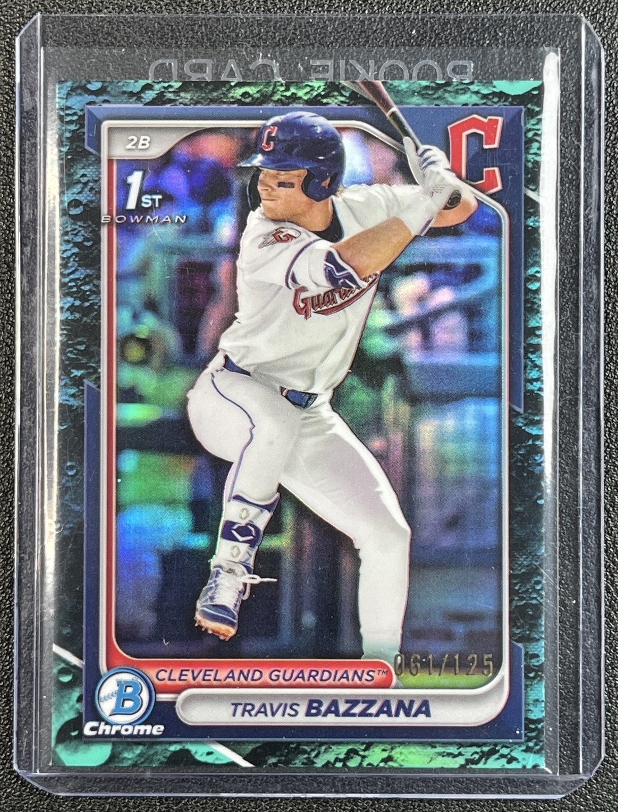 TRAVIS BAZZANA 2024 BOWMAN CHROME DRAFT #BDC-1 1ST AQUA LUNAR REFRACTOR 61/125