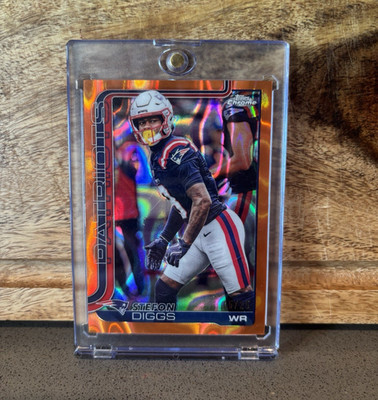Topps 2025 Topps Chrome Stefon Diggs Orange Wave /25 #205 Patriots