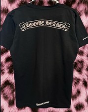 Chrome Hearts Black/Pink Scroll Logo Pocket Crewneck Short Sleeve Cotton Tee M