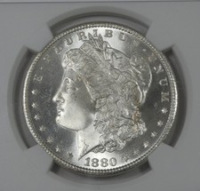 Silver MS 66 Graded 1880 Year Morgan US Dollars (1878-1921) for