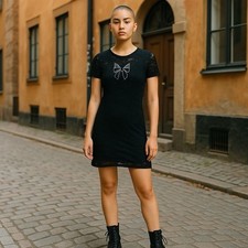 NWT Fashion Nova Bowen Lace Black Mini White Bow Print Dress Size XL