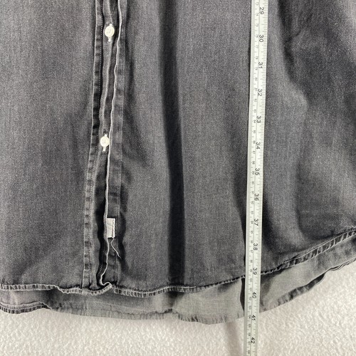 GRAYSON Dress 2 Denim Shirtdress Button Up Long Sleeve Ruched Back Cotton Black - Afbeelding 11 van 13