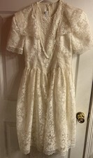 VTG Jessica McClintock Bridal Flower Girl Dress Lace Ivory White 10 Embroidery
