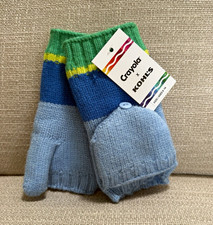 Crayola x Kohl's Kids Knit Colorblock Mittens, blue green and yellow pattern