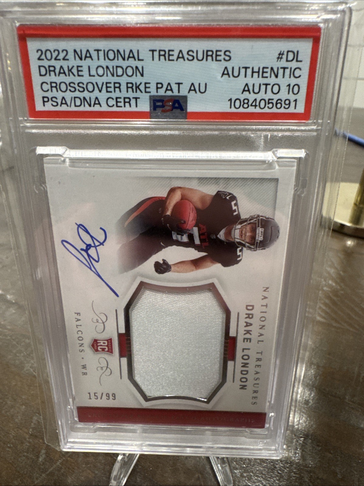 2022 Panini National Treasures Crossover Rookie Patch Autographs Drake London/99