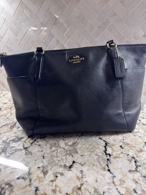 Coach Ava II Tote F37216 Midnight Navy Pebble Leather Gold Shoulder Bag