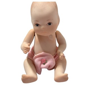 Vintage German Bisque Baby Doll 4" Marked 4-75 Copr by Grace S Putnam