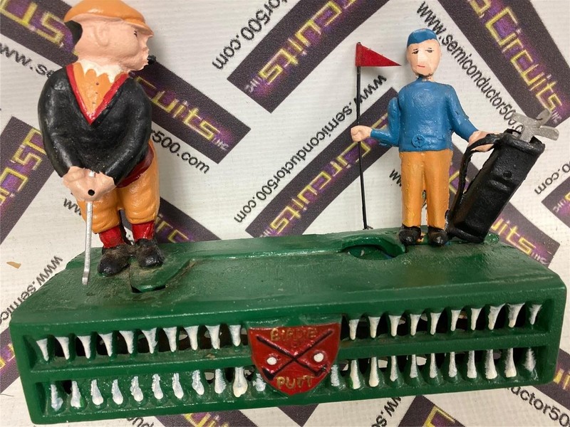 Old Cast Iron Bank - Golf - Birdie and Putt - Tested Working - Mechanical Bank