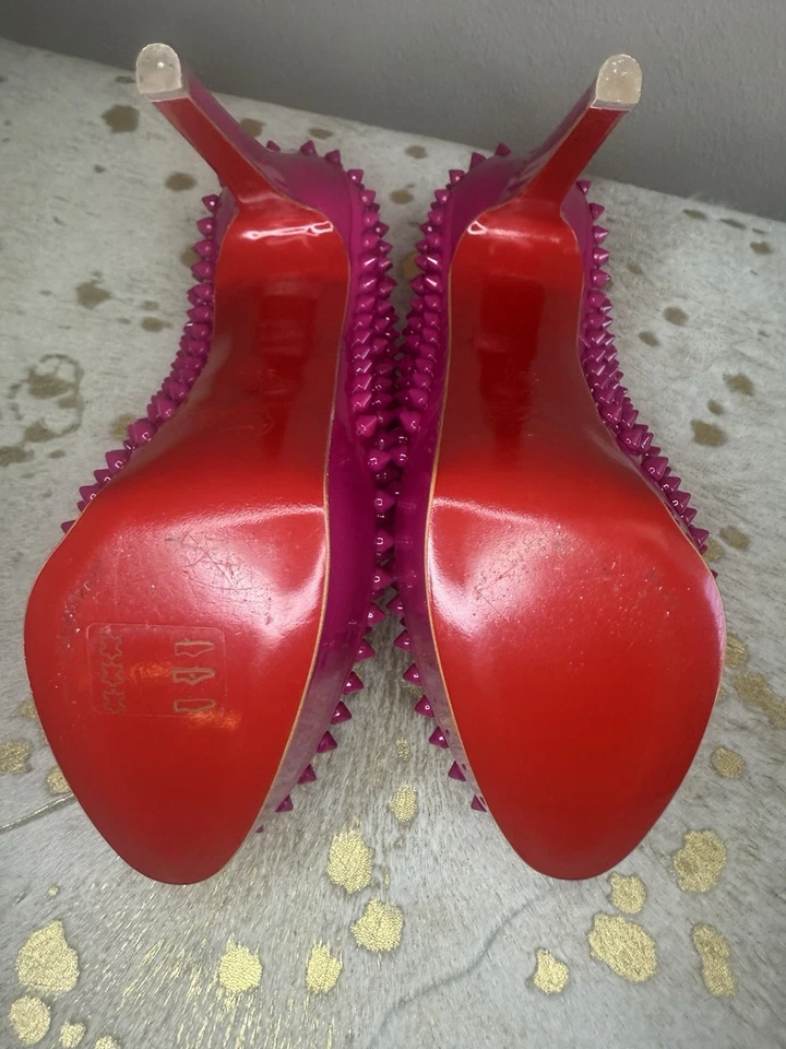 Christian Louboutin Picos Bianca 140 MM Patente Rosa Nuevo Auténtico Talla 39.5 Foto 4 de 4