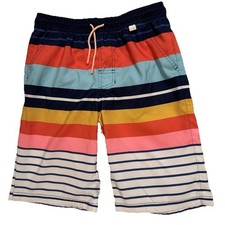 Cat Jack Swim Trunks Boys L Multicolor Striped Board Shorts Mesh EUC