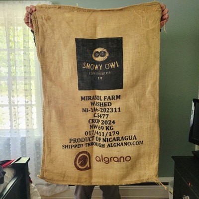 Snowy Owl Coffee Roasters Burlap Coffee Bean Oversized Bag Sack