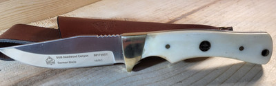 Puma SGB Deadwood Canyon Smooth White Bone Hunting Knife with Leather Sheath