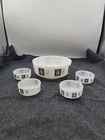 VTG Federal Glass Atomic Starburst 3 1/2 Quart Bowl w/4 small bowls MCM