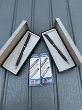 NEW Vintage Black Matte QUILL Lot Of 2 Ball Point Pens With Box Twist