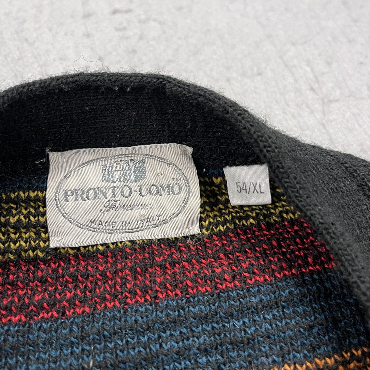 VINTAGE Grandpa Sweater Mens XL 54 Colorful Pronto Uomo Cardigan