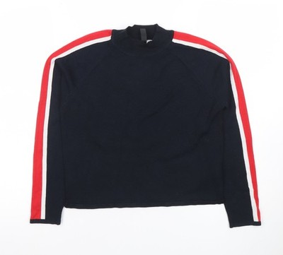 H&M Divided Damen Strickoberteil schwarz Stehkragen Langarm Größe M