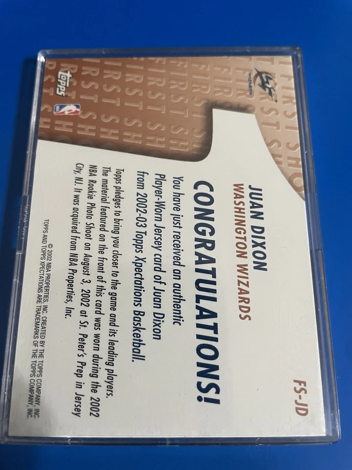 Juan Dixon 2002-03 Topps Xpectations First Shot Player Worn Jersey Wizards - Image 2 of 2